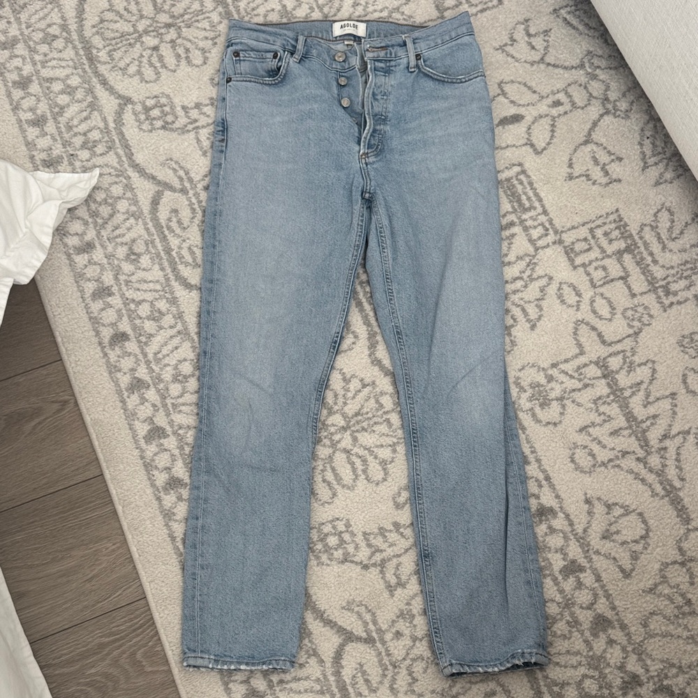 Agolde Straight-Leg Button-Fly Jeans in Light Blue